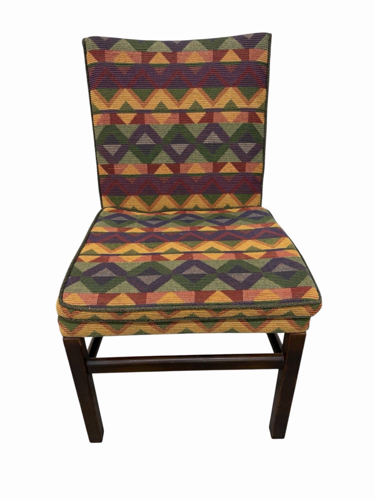 Vintage Dunbar Style Geometric Upholstered Dining Chairs - Set of 6 - Image 7