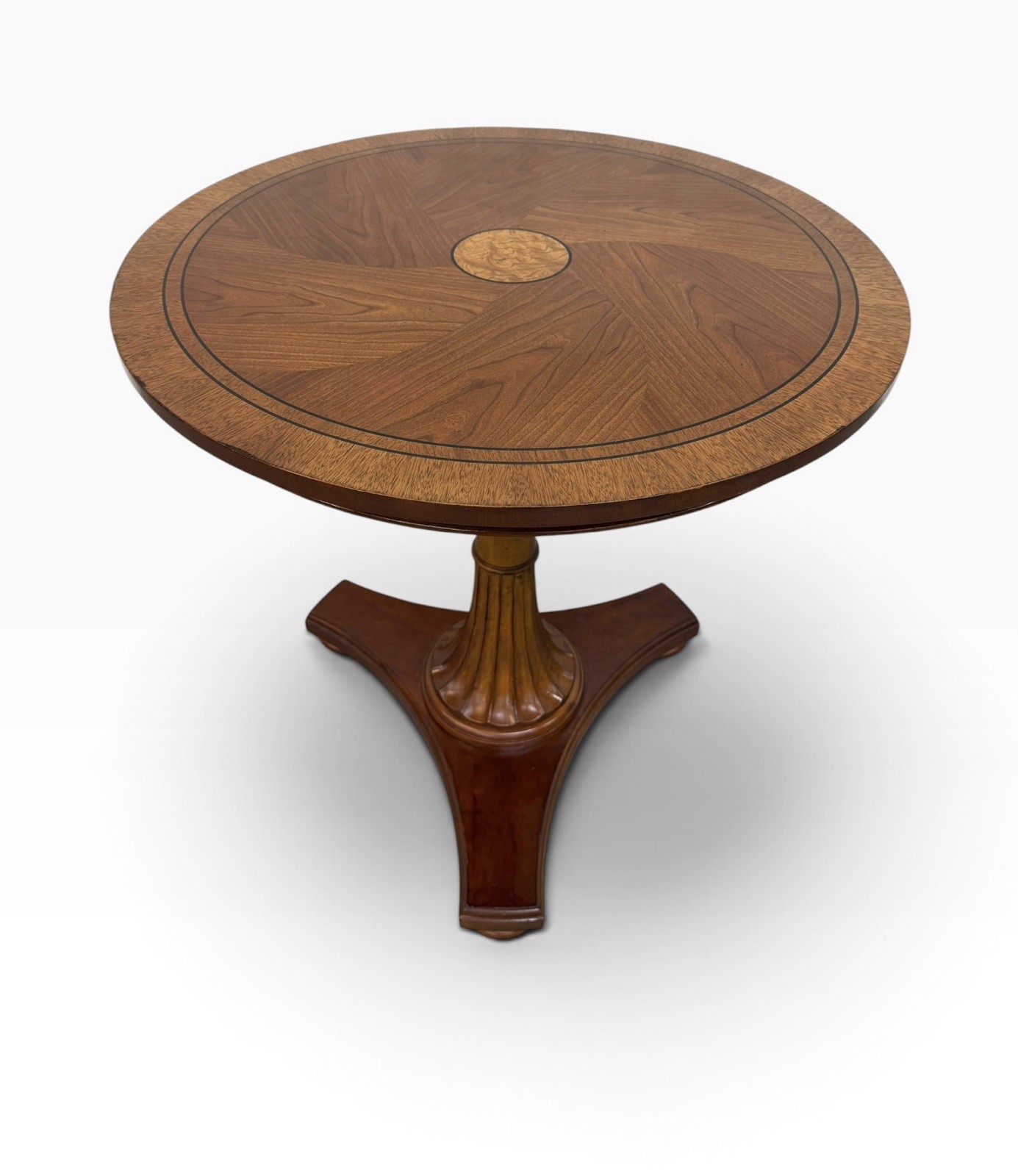 Vintage Ethan Allen Townhouse Carved Pedestal Side Table