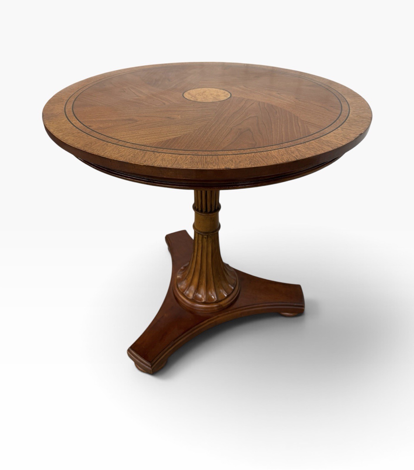 Vintage Ethan Allen Townhouse Carved Pedestal Side Table - Image 4
