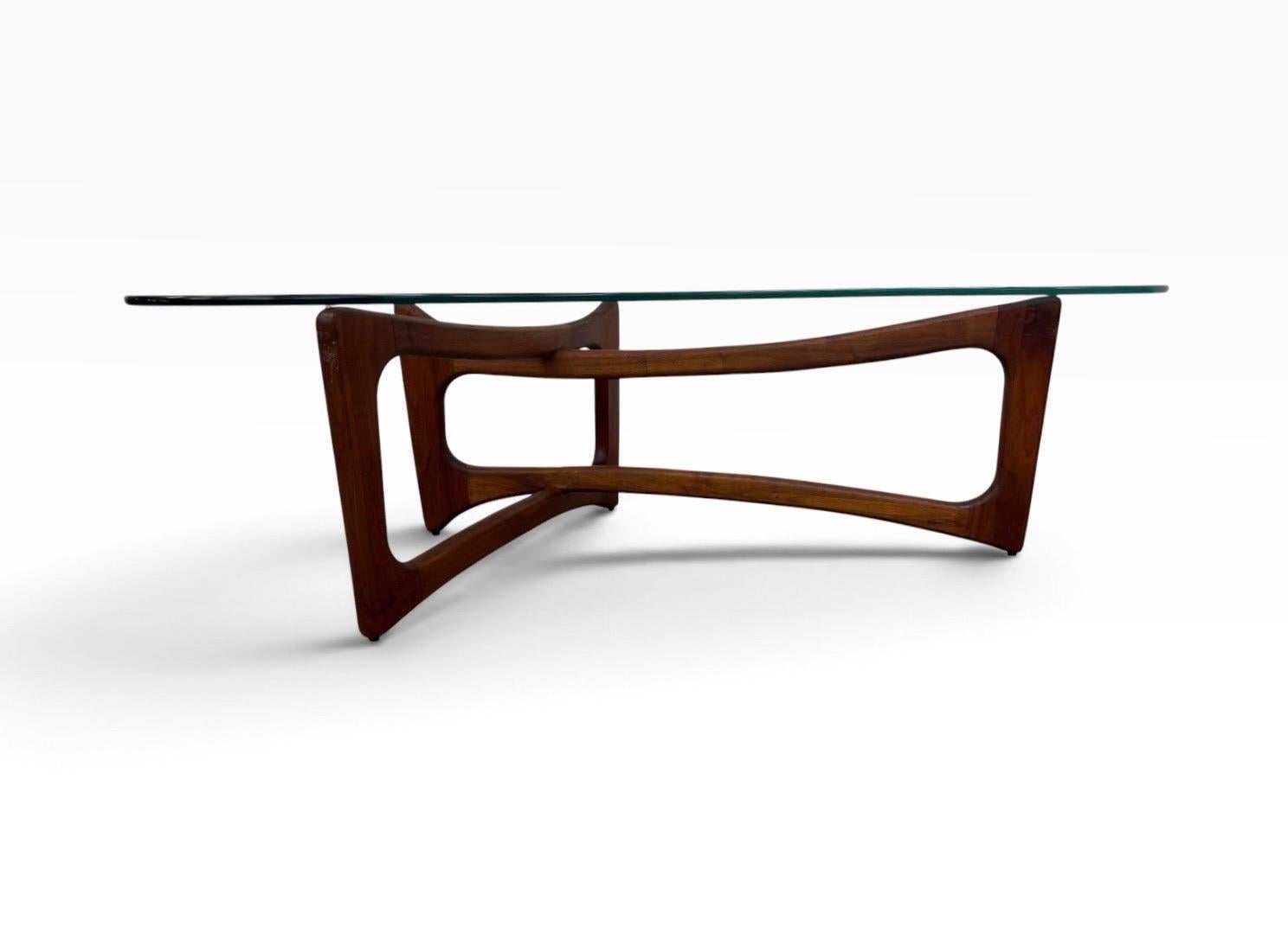 Mid-Century Modern Adrian Pearsall Glass Top Walnut Coffee Table - Image 2