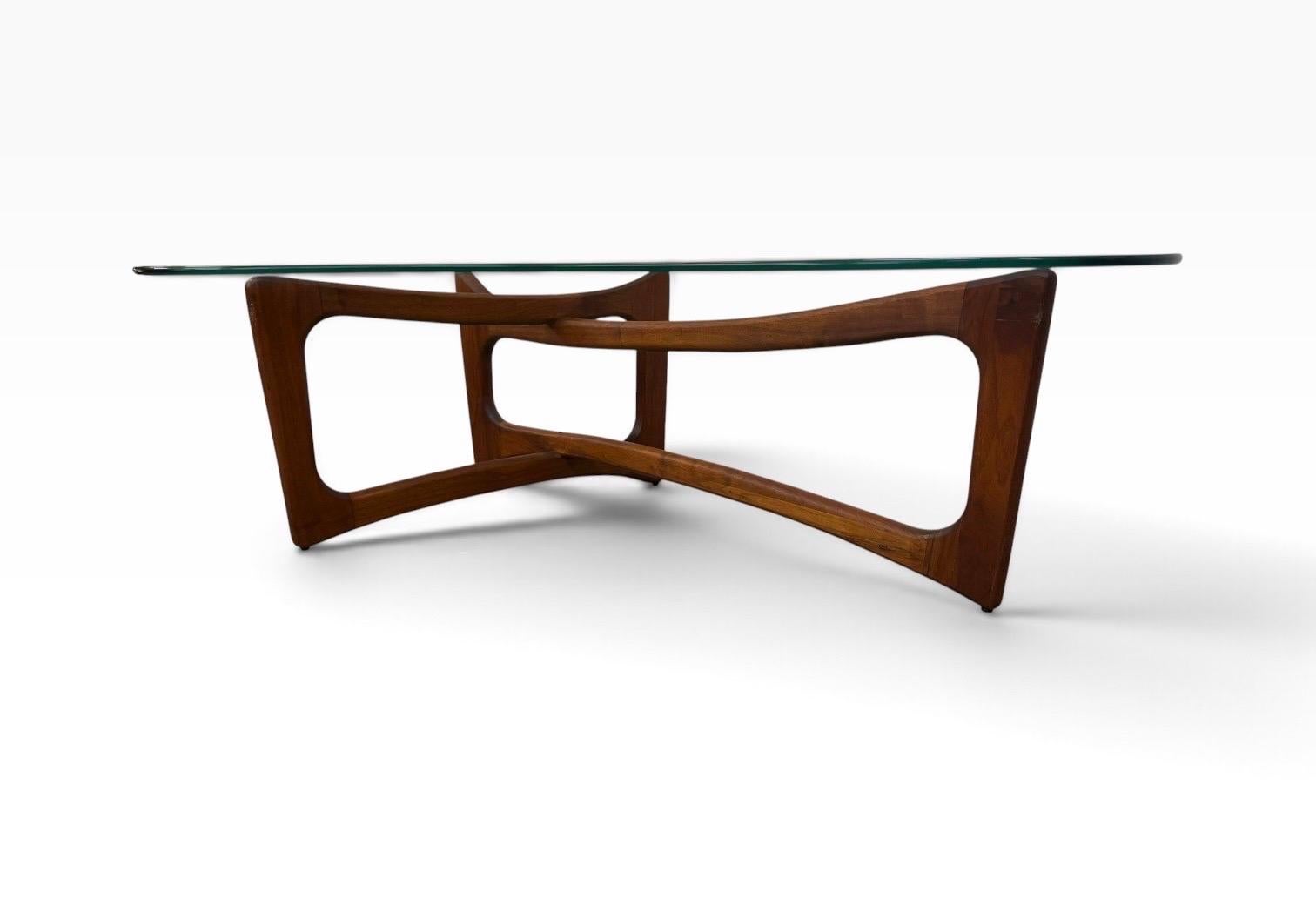 Mid-Century Modern Adrian Pearsall Glass Top Walnut Coffee Table - Image 4