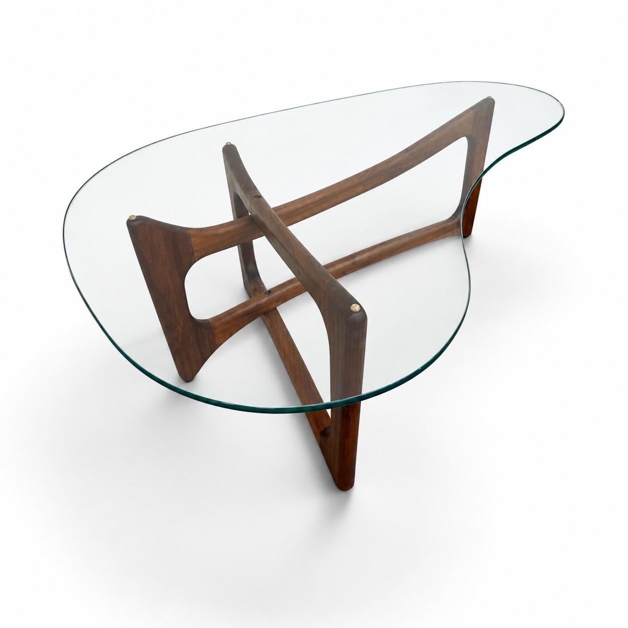 Mid-Century Modern Adrian Pearsall Glass Top Walnut Coffee Table - Image 5