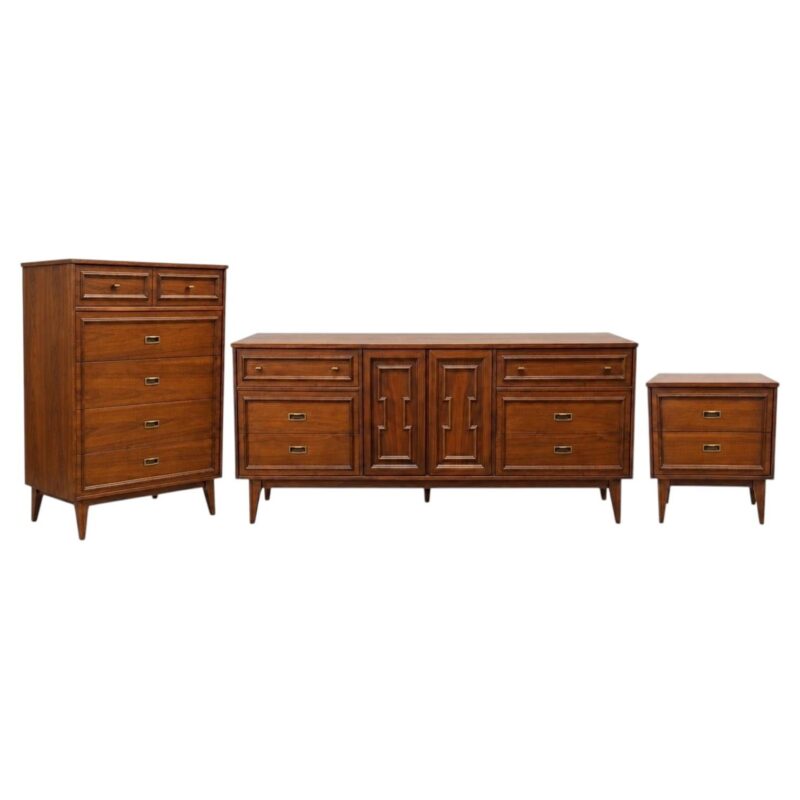 Mid-Century Modern 3-Piece Walnut Bedroom Set