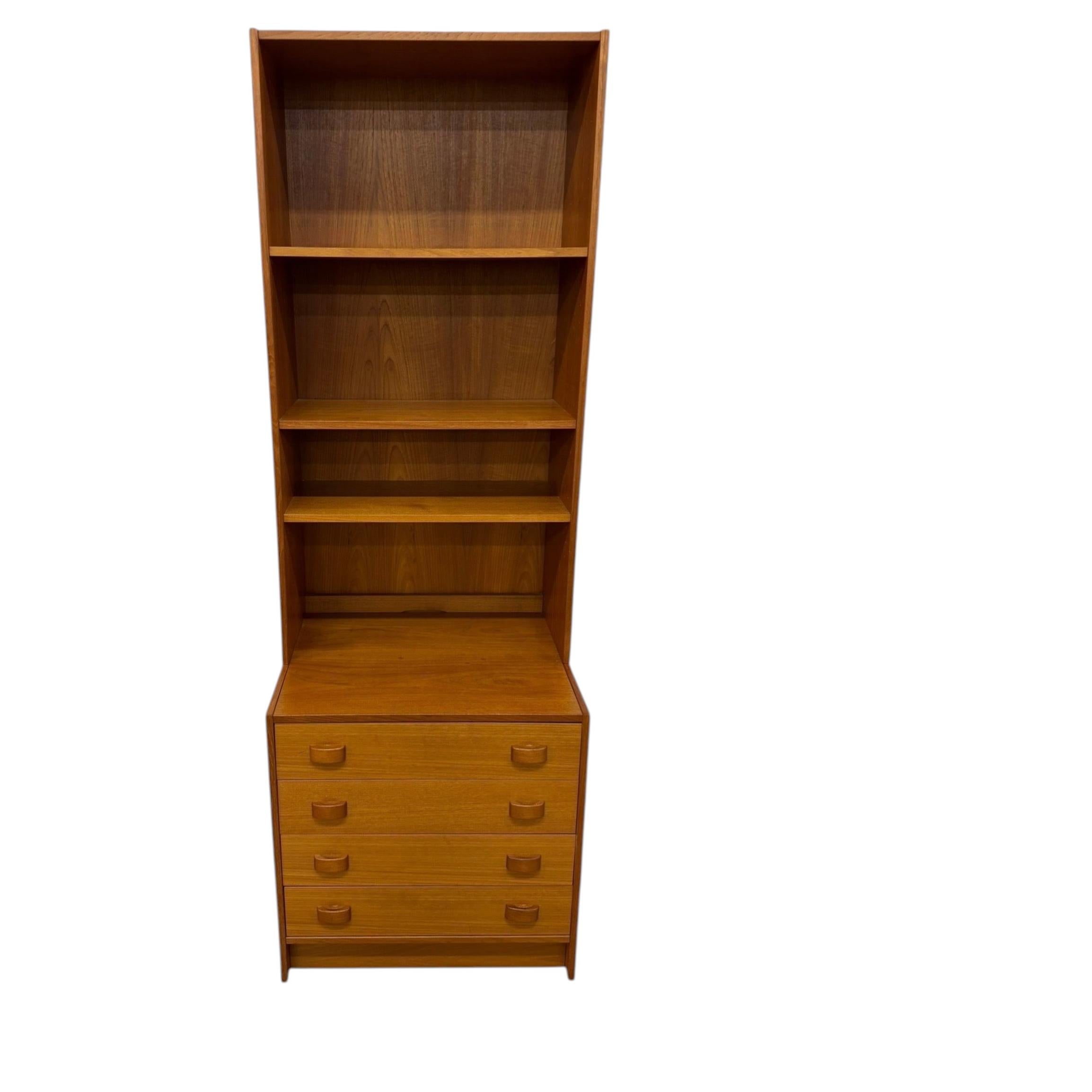 Vintage Danish Modern Domino Møbler 2-Piece Lingerie Bookcase