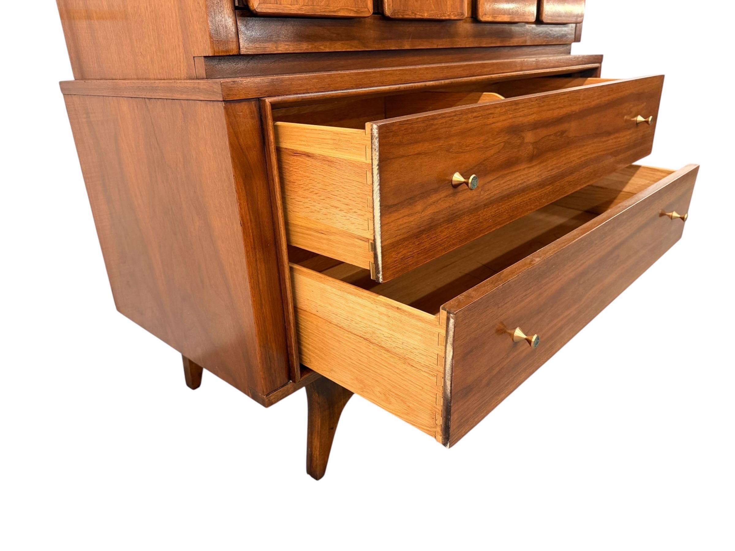 Mid-Century Modern Kent Coffey Insignia Walnut High Chest - Image 7
