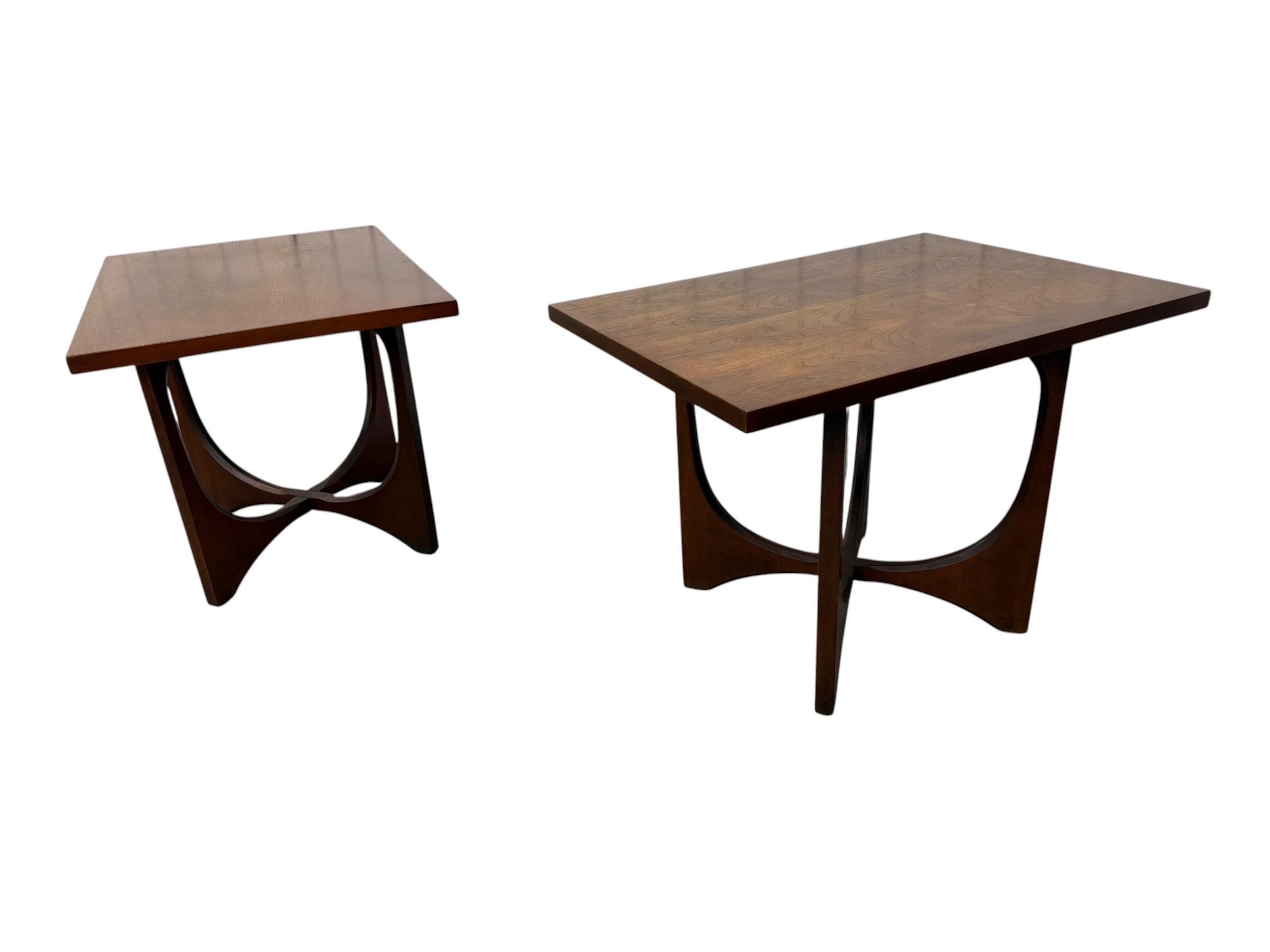 Mid-Century Modern Broyhill Brasilia Square Walnut Side Tables - Set of 2 - Image 3
