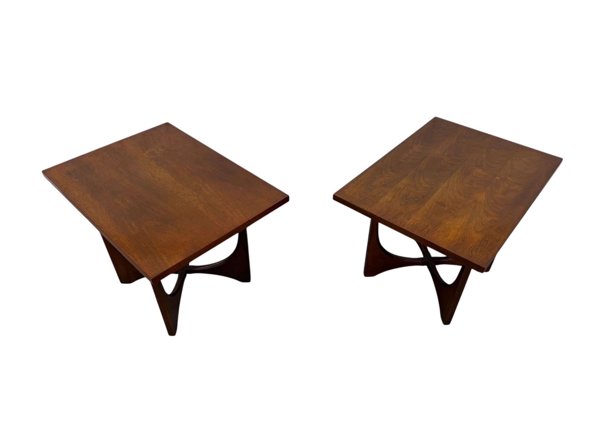 Mid-Century Modern Broyhill Brasilia Square Walnut Side Tables - Set of 2 - Image 5