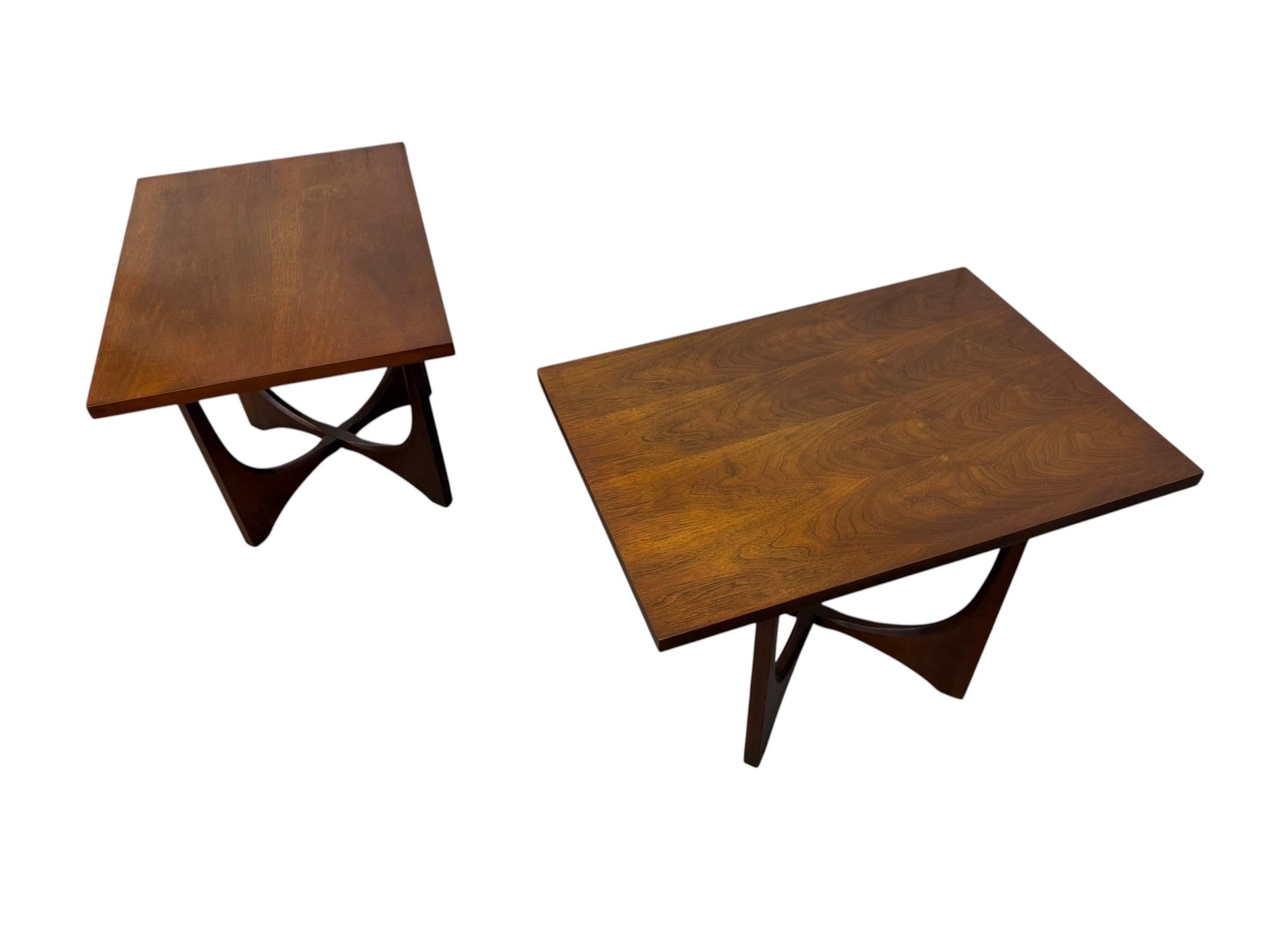 Mid-Century Modern Broyhill Brasilia Square Walnut Side Tables - Set of 2 - Image 6