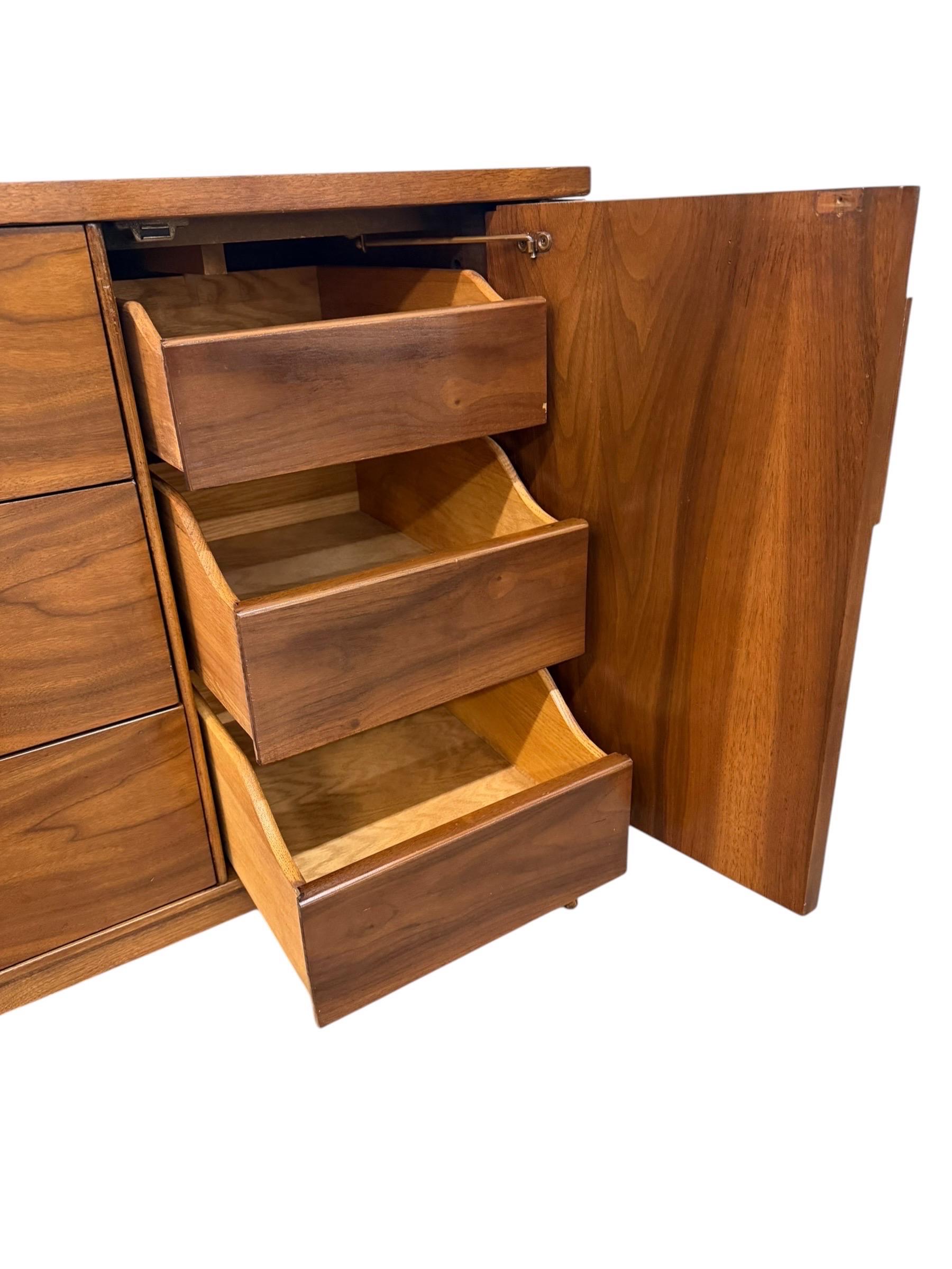 Mid-Century Modern Kent Coffey Perspecta 12-Drawer Walnut Dresser - Refinished - Image 8