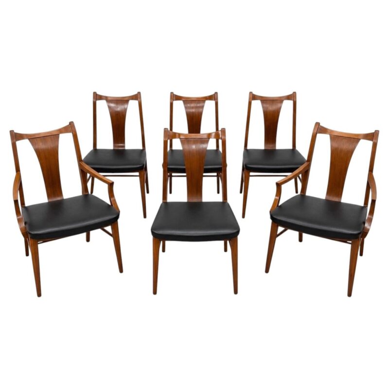 Mid-Century Modern Walnut Dining Chairs – Set of 6