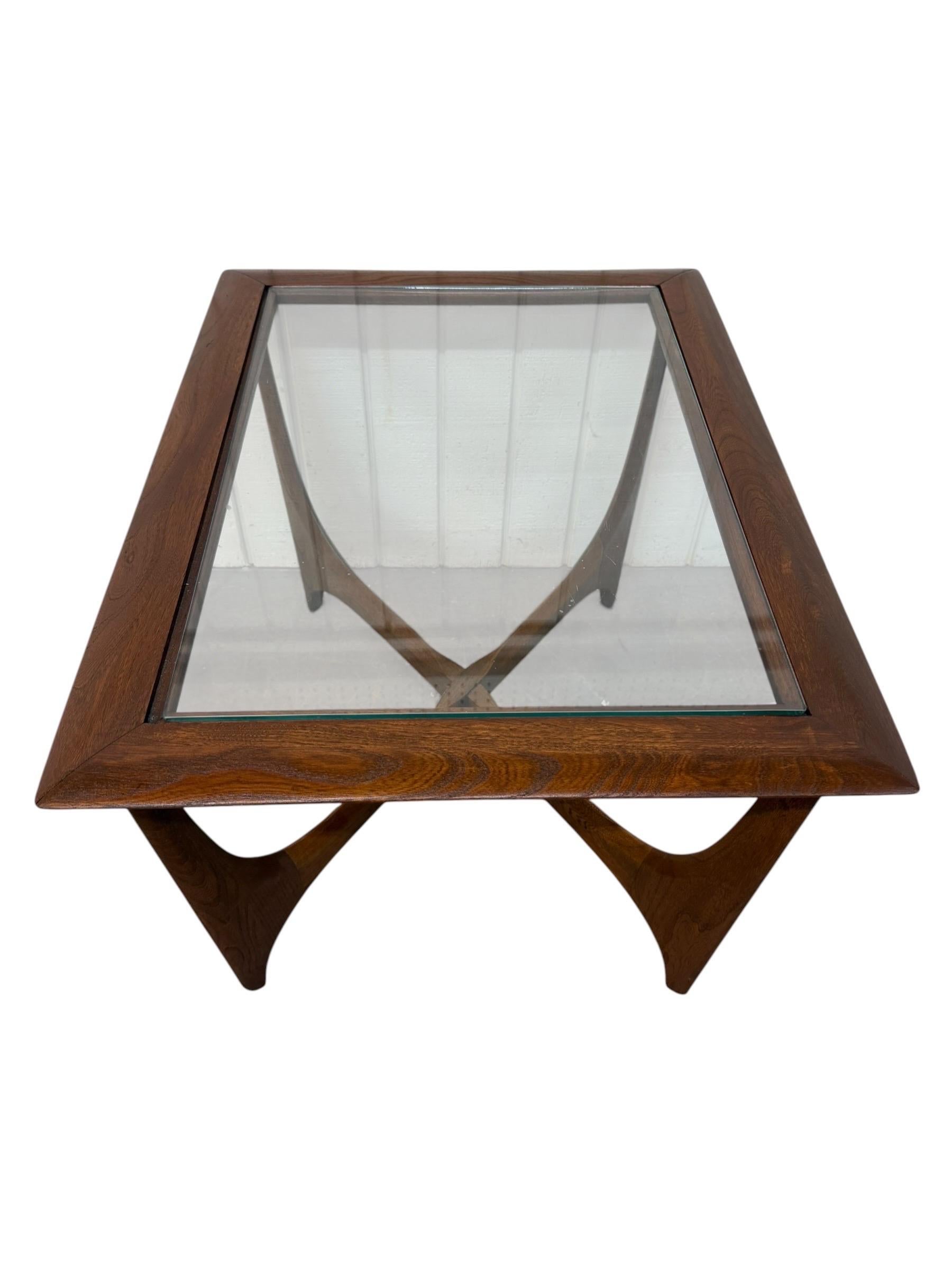 Mid-Century Modern Lane "Silhouette" Walnut Glass Top Side Tables - Set of 2 - Image 5