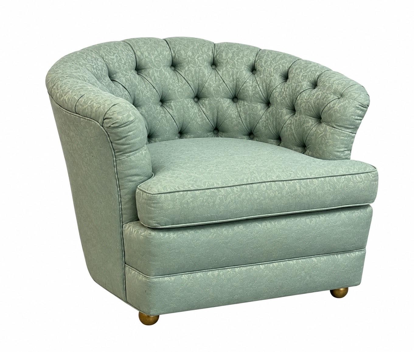 Mid-Century Modern Tufted Barrel Back Club Chair - Image 2