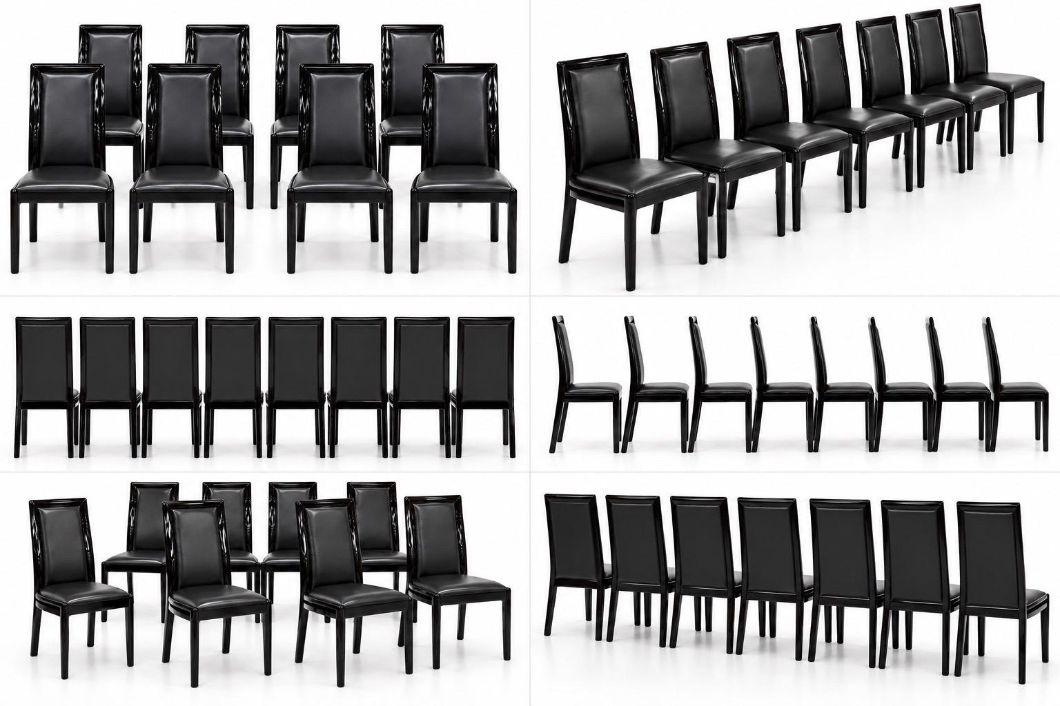 Post Modern Italian Black Lacquered Dining Chairs - Set of 8 - Image 4