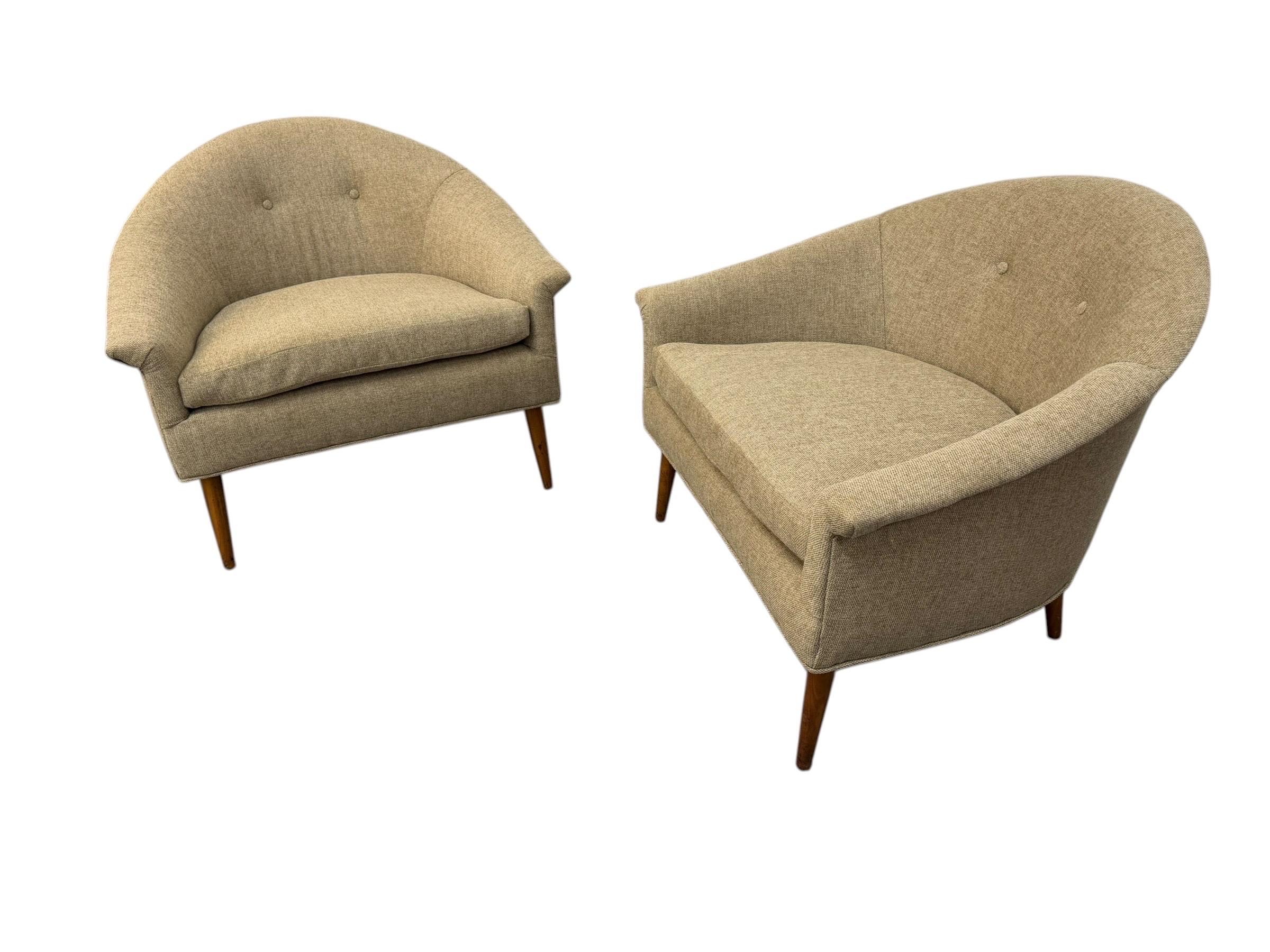 Mid-Century Modern McCobb Style Barrel Arm Chairs - Reupholstered - Set of 2 - Image 3