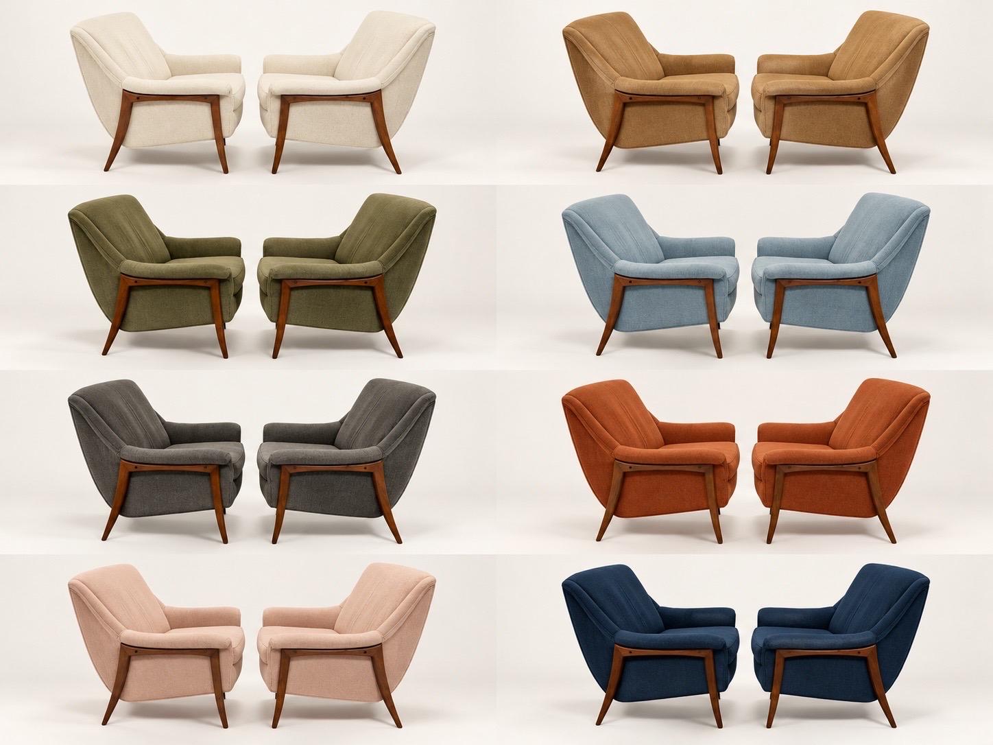 Mid-Century Modern Kroehler Avant Walnut Upholstered Arm Chairs - Set of 2 - Image 8
