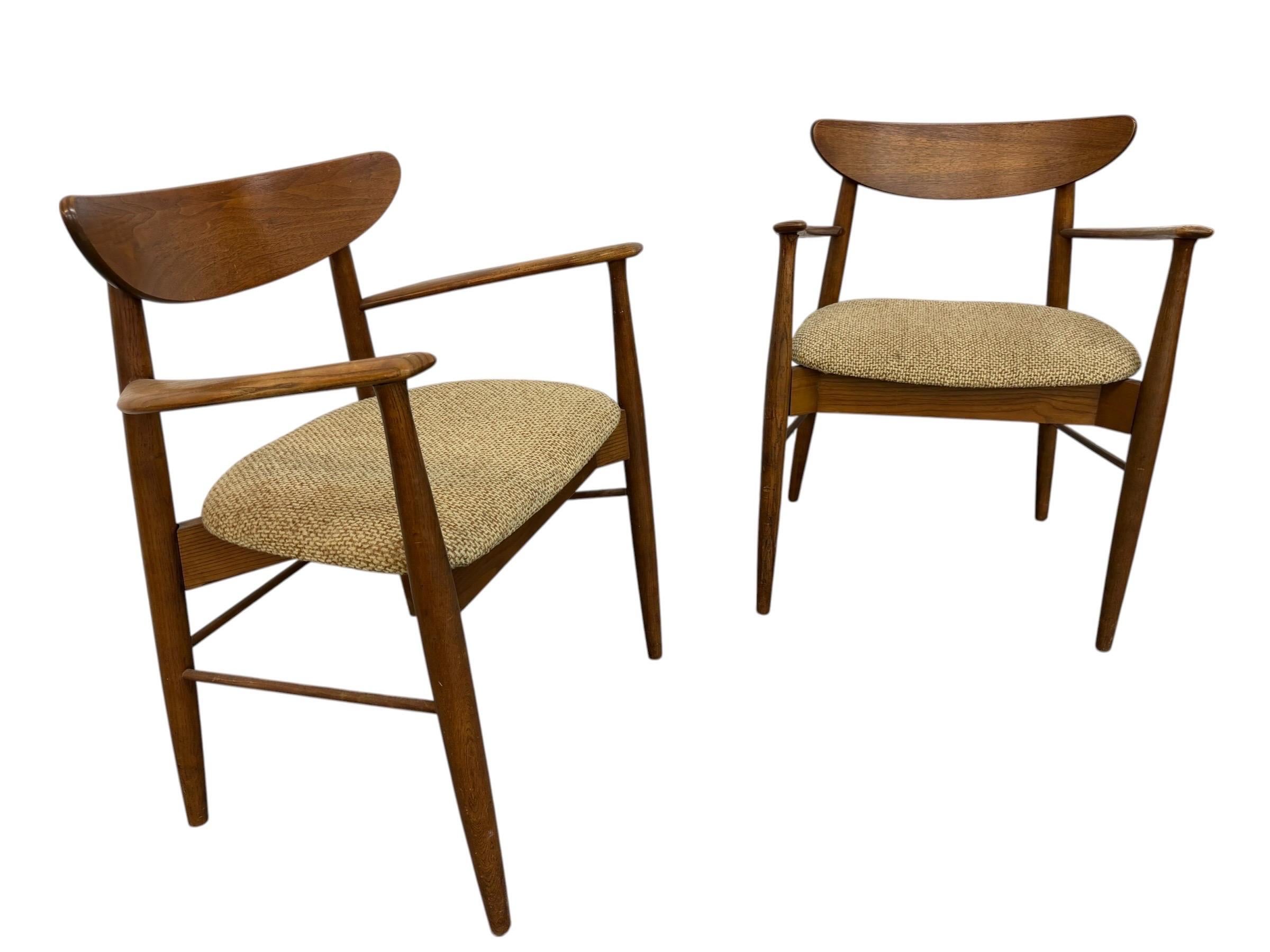 Mid-Century Modern Walnut & Oak Arm Chairs - Set of 2 - Image 2
