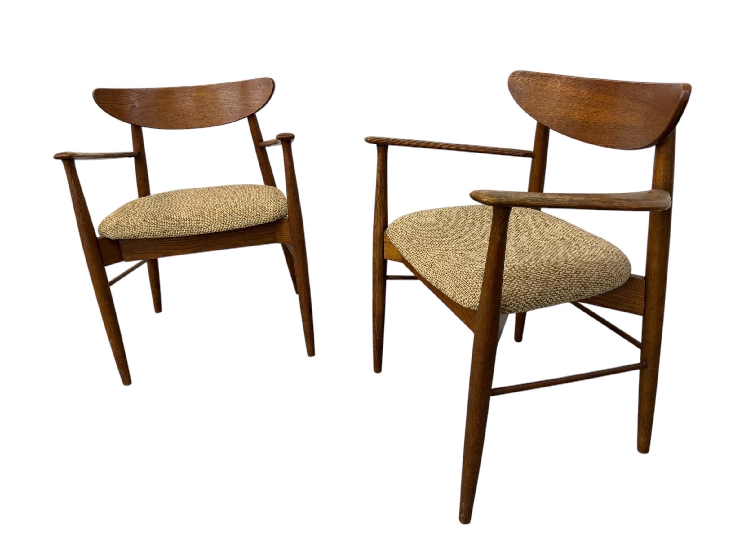 Mid-Century Modern Walnut & Oak Arm Chairs - Set of 2 - Image 3