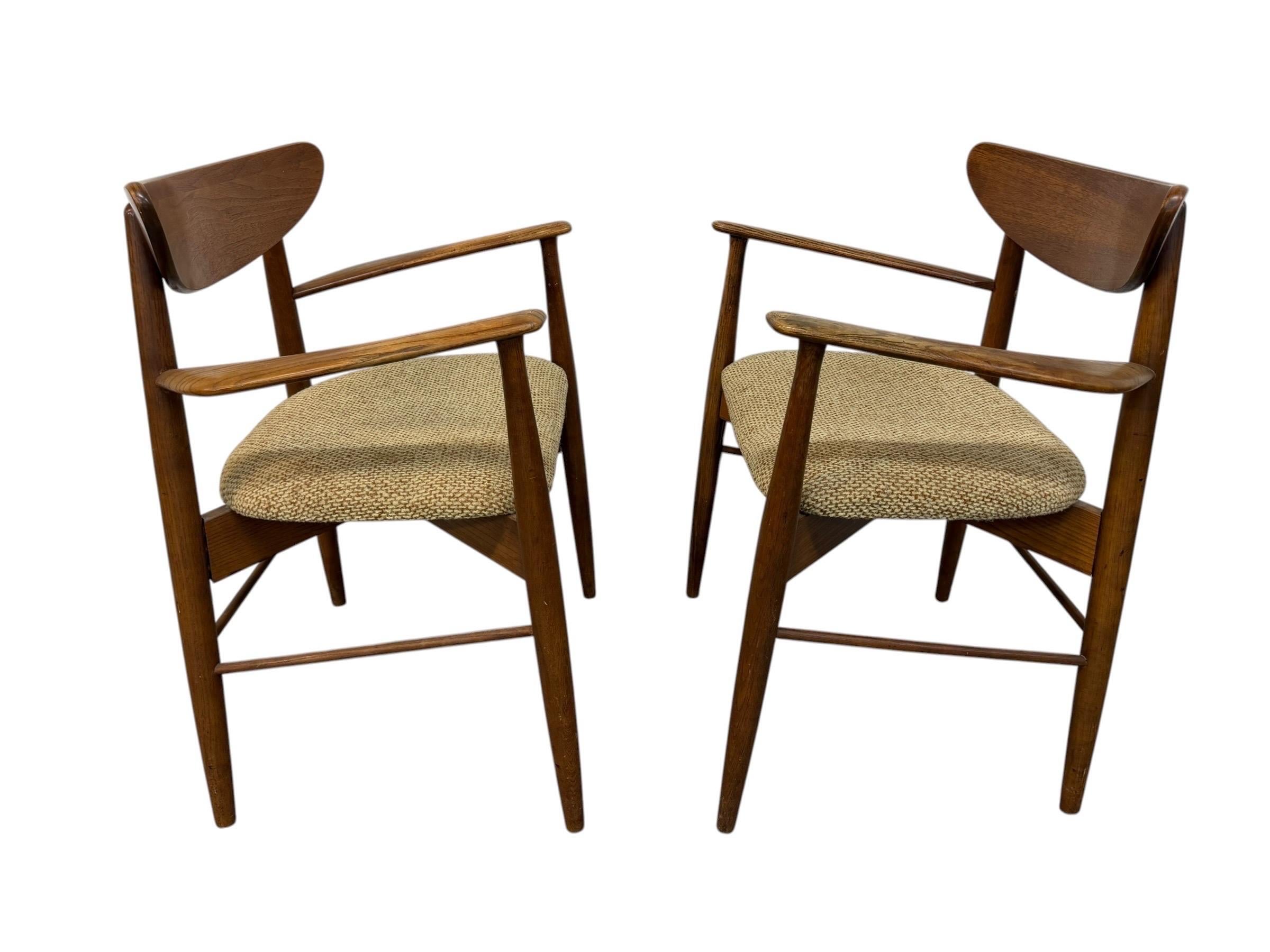 Mid-Century Modern Walnut & Oak Arm Chairs - Set of 2 - Image 4