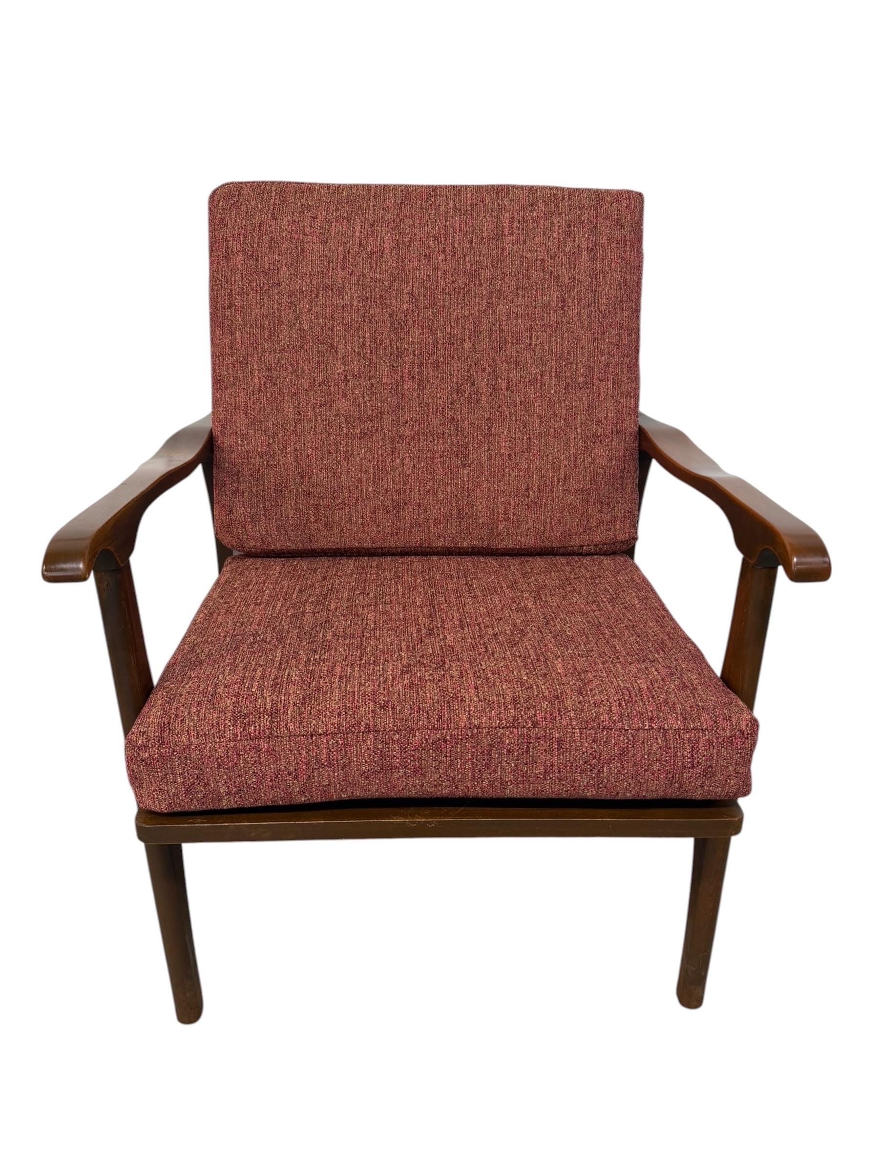 Mid-Century Modern Walnut Arm Chair - Reupholstered! - Image 2