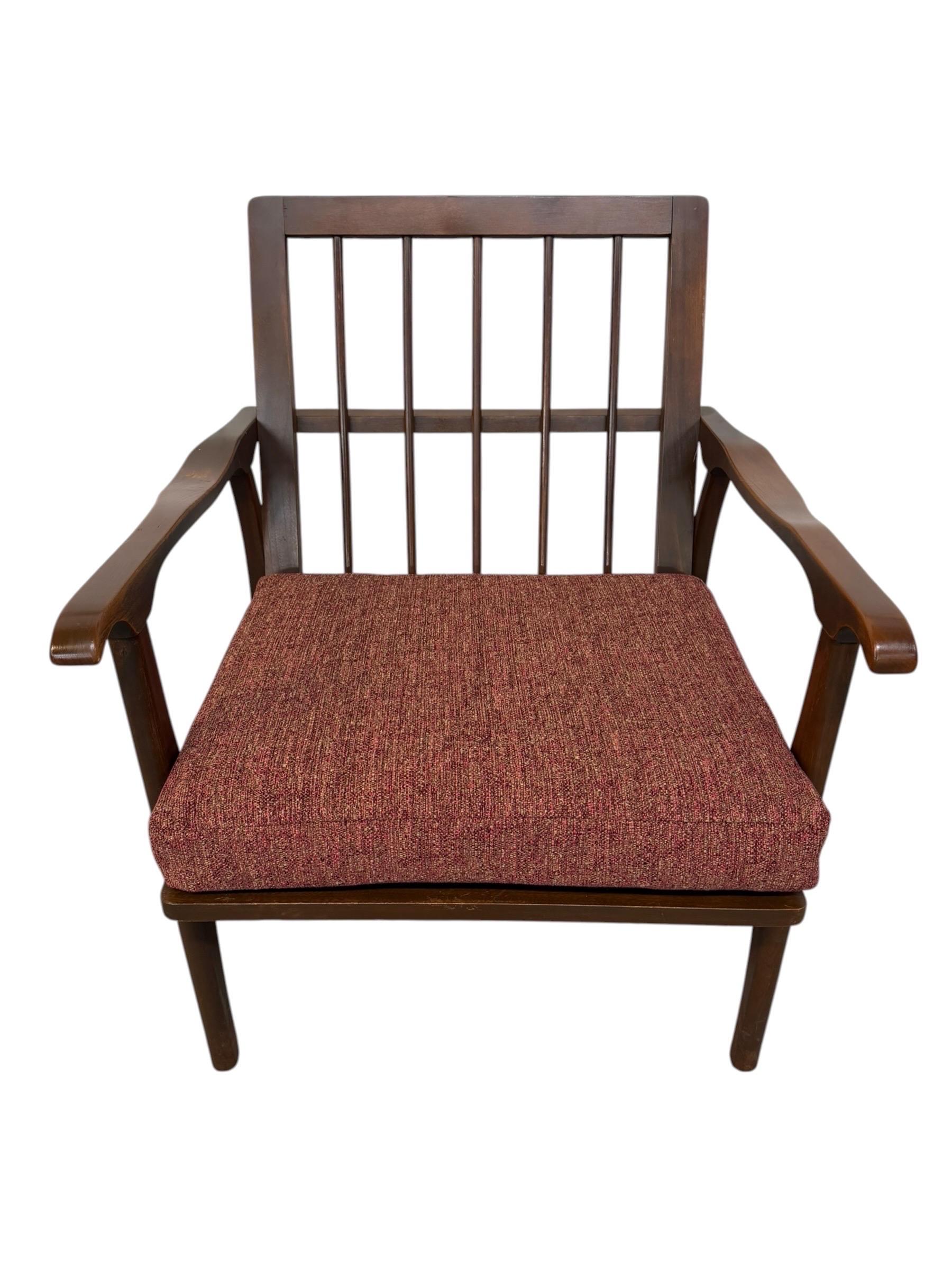 Mid-Century Modern Walnut Arm Chair - Reupholstered! - Image 5