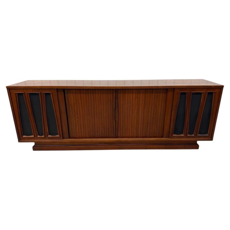 Mid-Century Modern Tambour Walnut Media Cabinet Sideboard – Refinished!