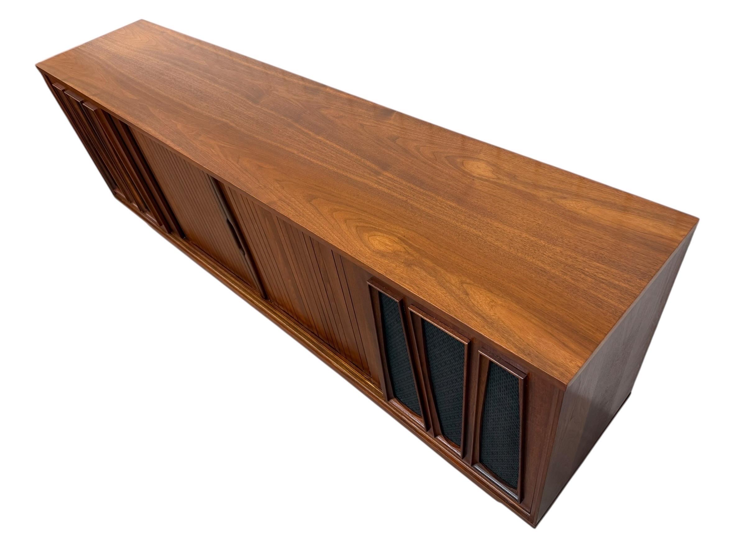 Mid-Century Modern Tambour Walnut Media Cabinet Sideboard - Refinished! - Image 5