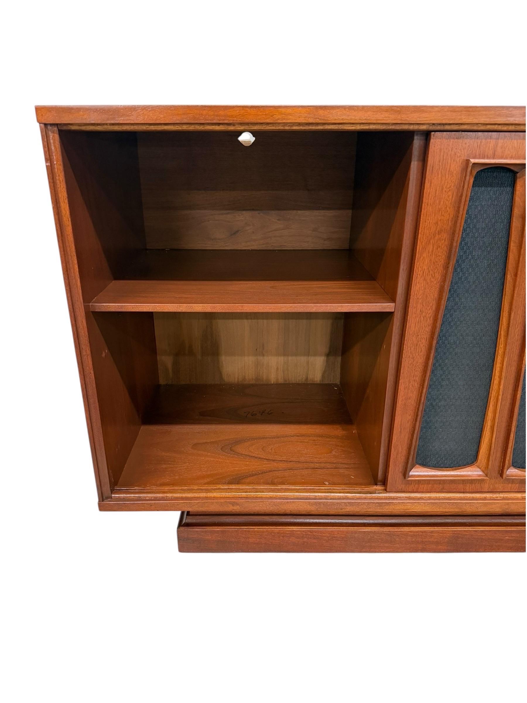 Mid-Century Modern Tambour Walnut Media Cabinet Sideboard - Refinished! - Image 6