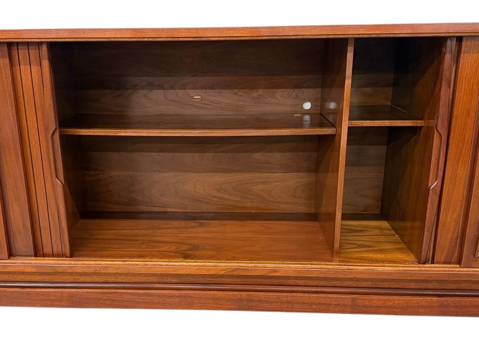 Mid-Century Modern Tambour Walnut Media Cabinet Sideboard - Refinished! - Image 7