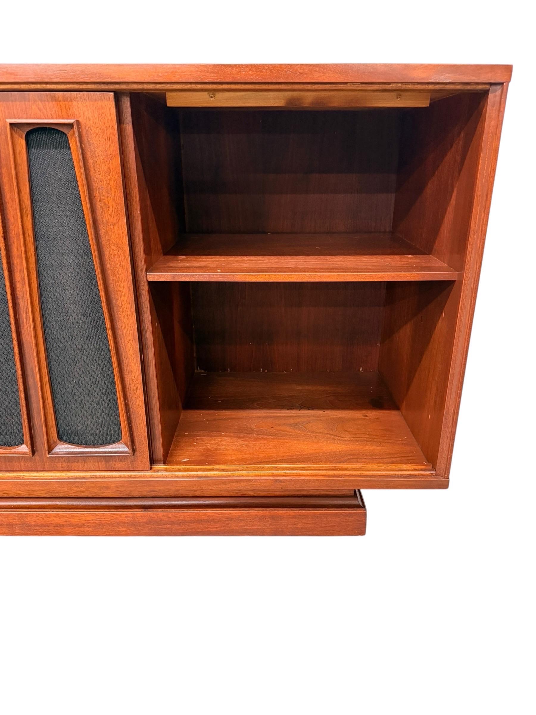 Mid-Century Modern Tambour Walnut Media Cabinet Sideboard - Refinished! - Image 8