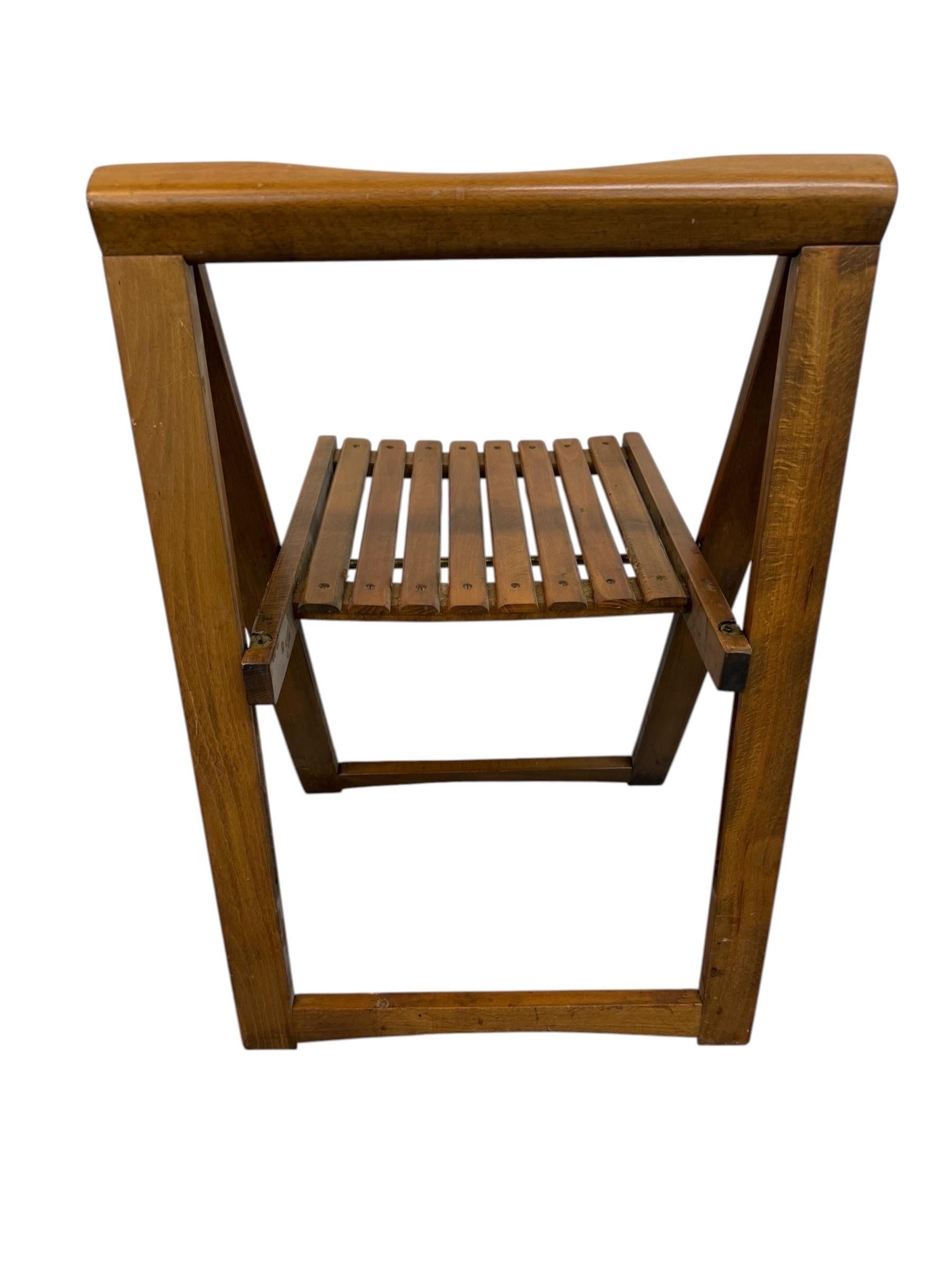 Mid-Century Modern Slatted Walnut Folding Dining Chairs - Set of 4 - Image 5