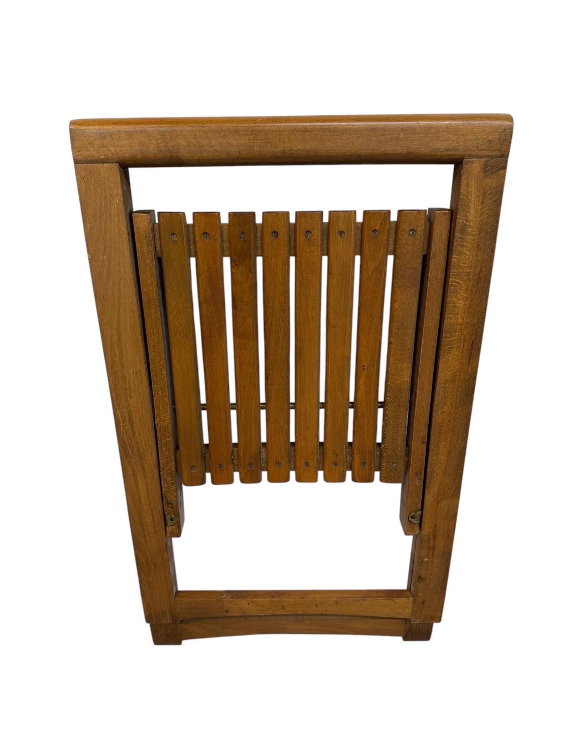 Mid-Century Modern Slatted Walnut Folding Dining Chairs - Set of 4 - Image 6