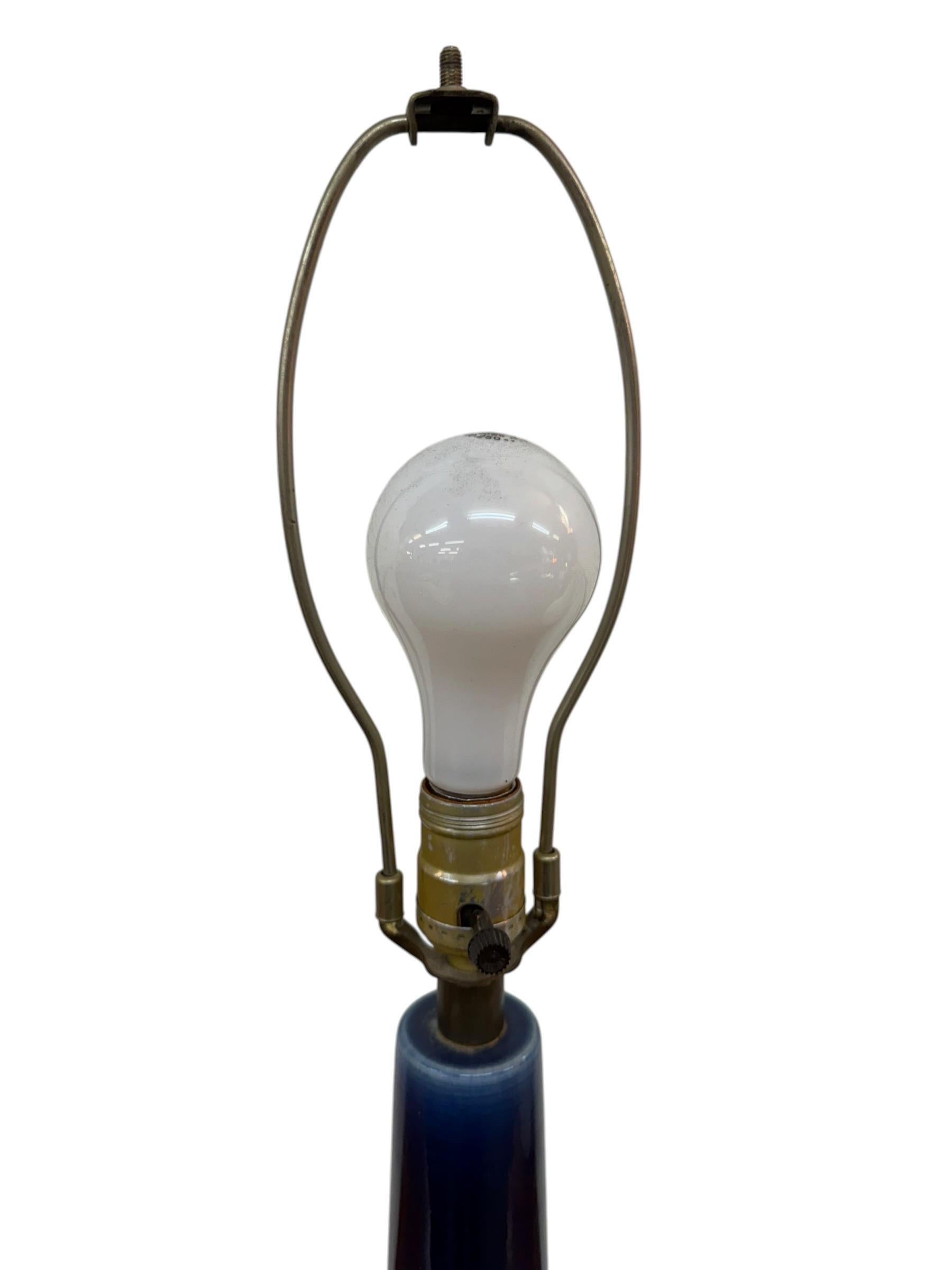Mid-Century Modern Blue Ceramic Table Lamp – Circa 1960’s - Image 2