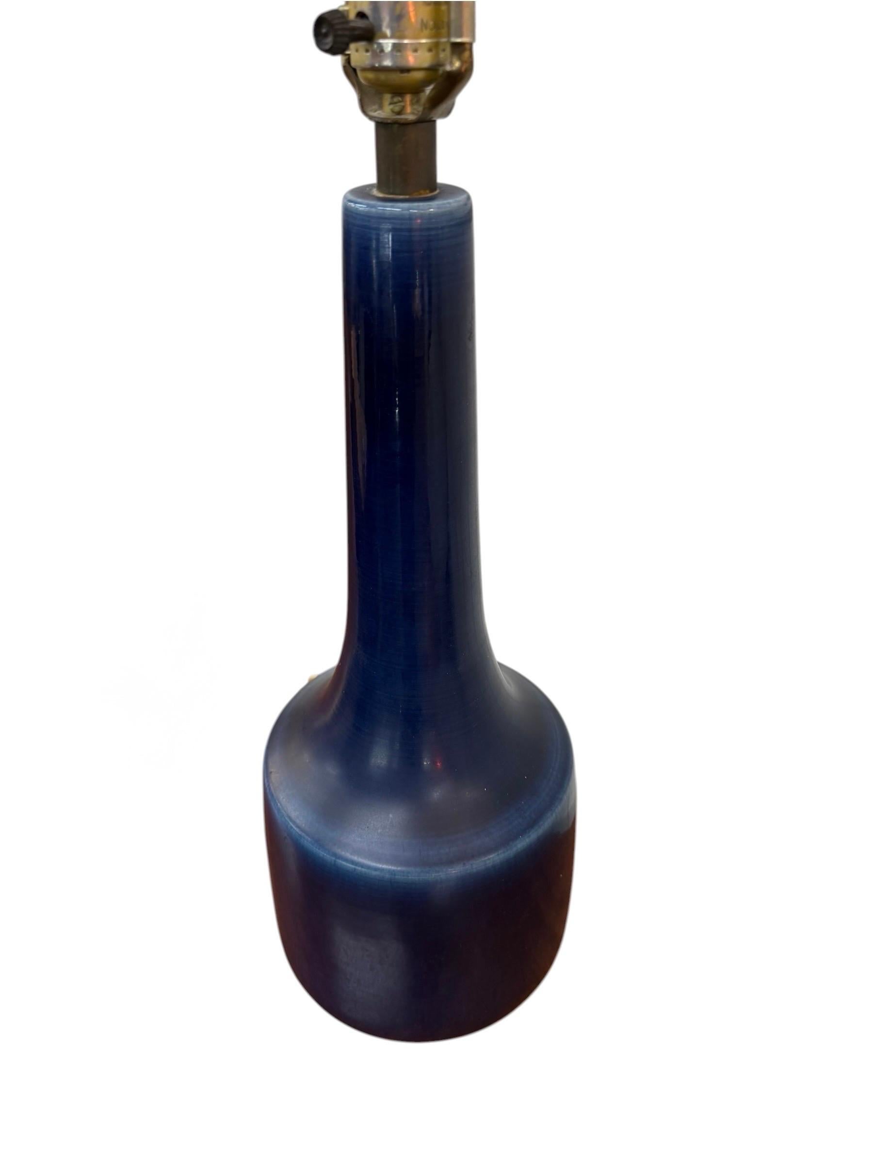 Mid-Century Modern Blue Ceramic Table Lamp – Circa 1960’s - Image 5