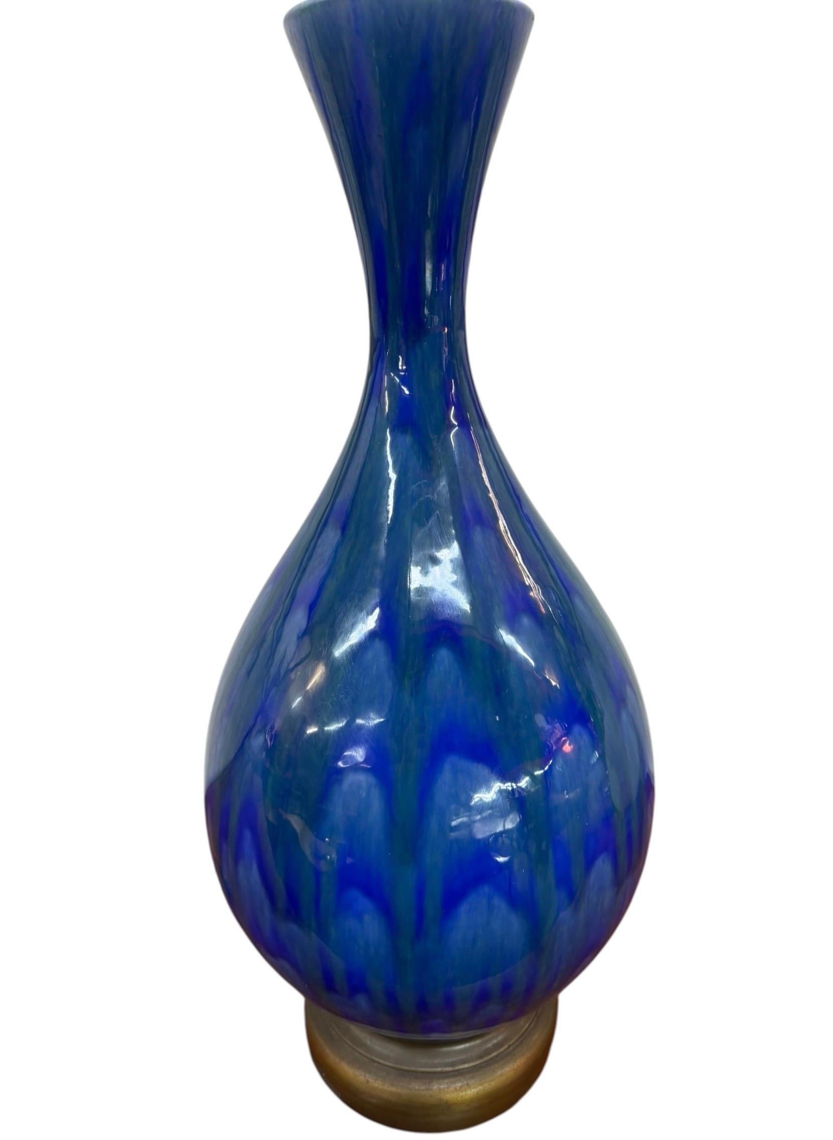 Mid-Century Modern Blue Glazed Ceramic Table Lamp – Circa 1960’s - Image 4
