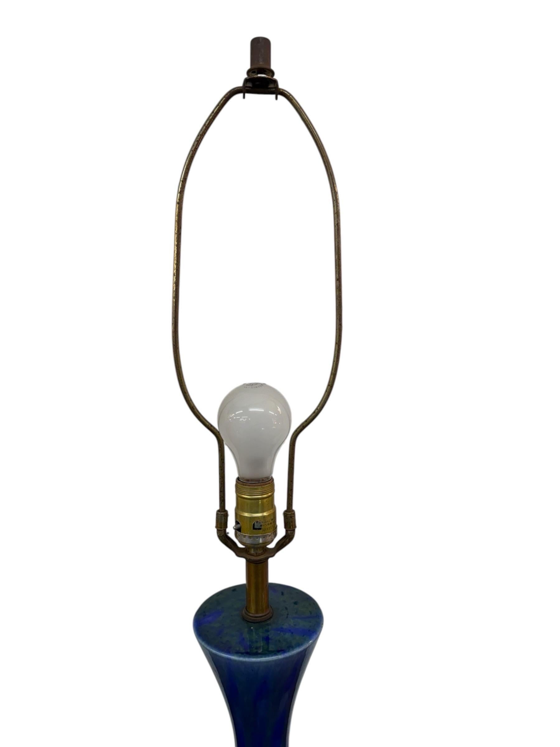 Mid-Century Modern Blue Glazed Ceramic Table Lamp – Circa 1960’s - Image 5