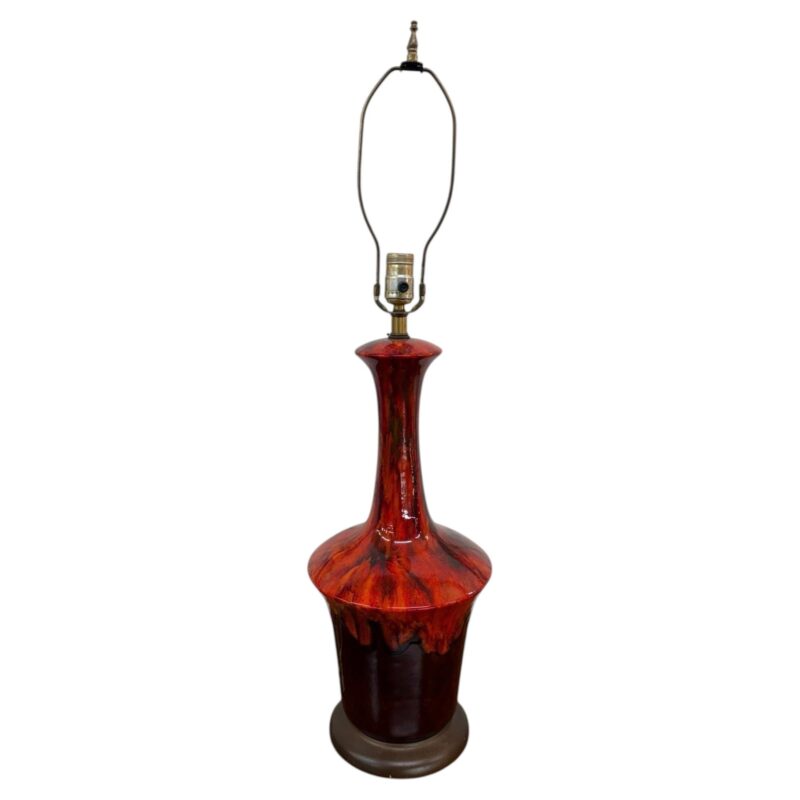Vintage Mid-Century Modern Drip Glaze Ceramic Table Lamp – Circa 1960s