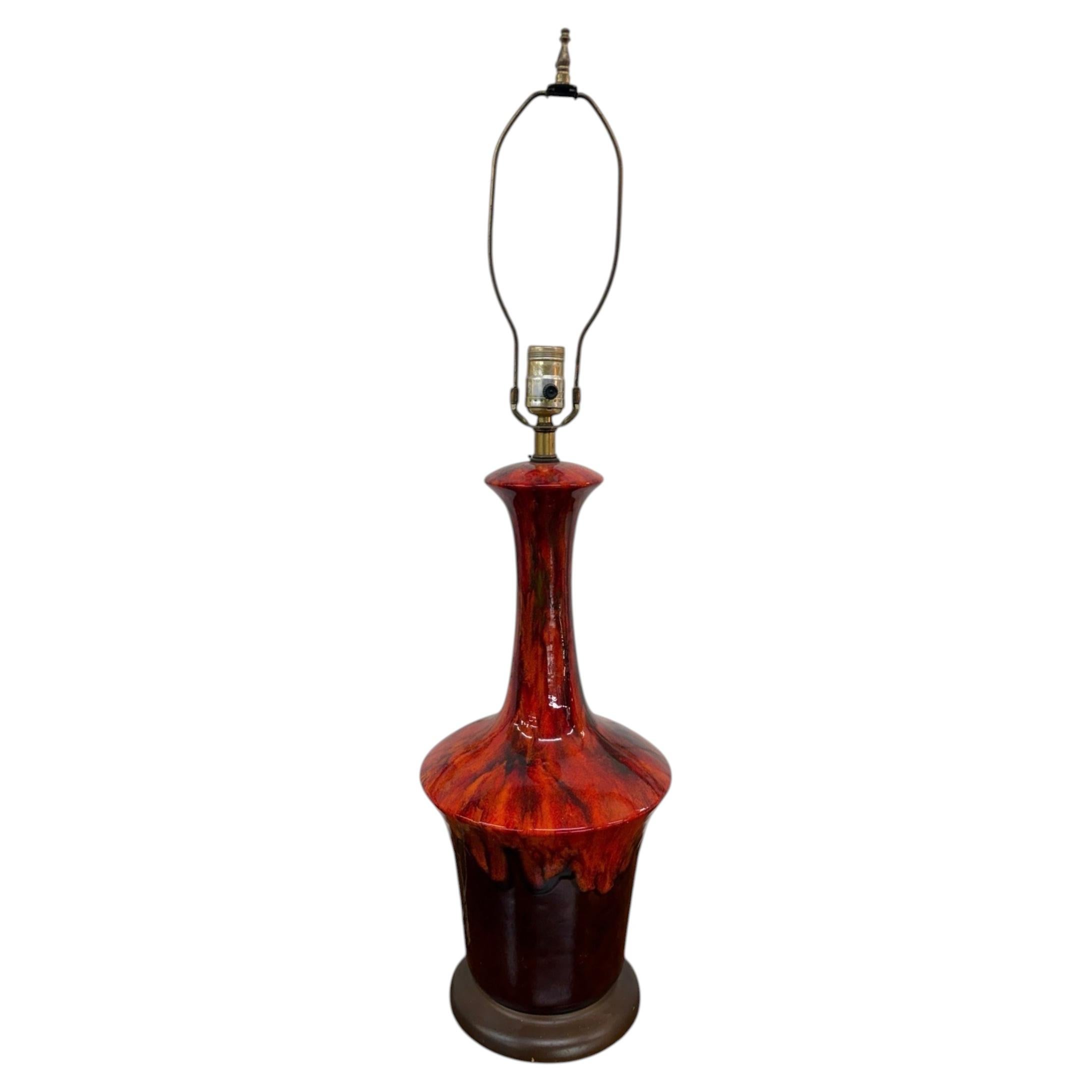 Vintage Mid-Century Modern Drip Glaze Ceramic Table Lamp – Circa 1960s