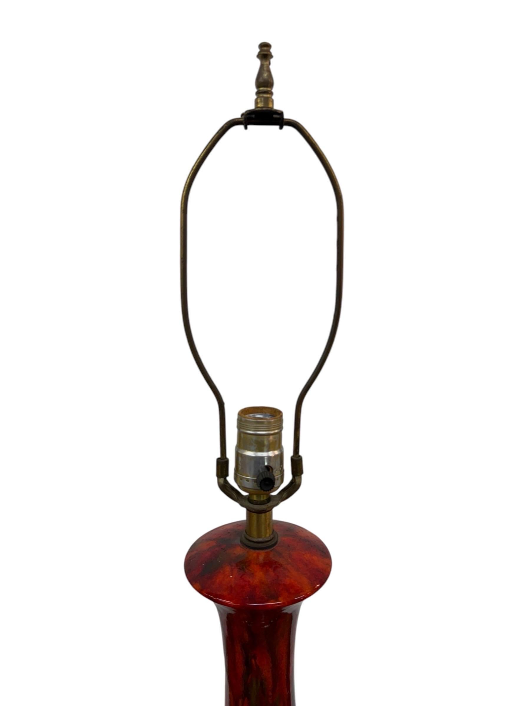 Vintage Mid-Century Modern Drip Glaze Ceramic Table Lamp – Circa 1960s - Image 2