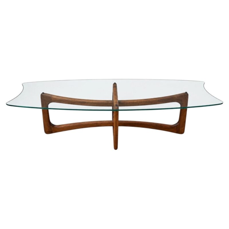 Mid-Century Modern Adrian Pearsall Sculpted Walnut Coffee Table w/Glass Top