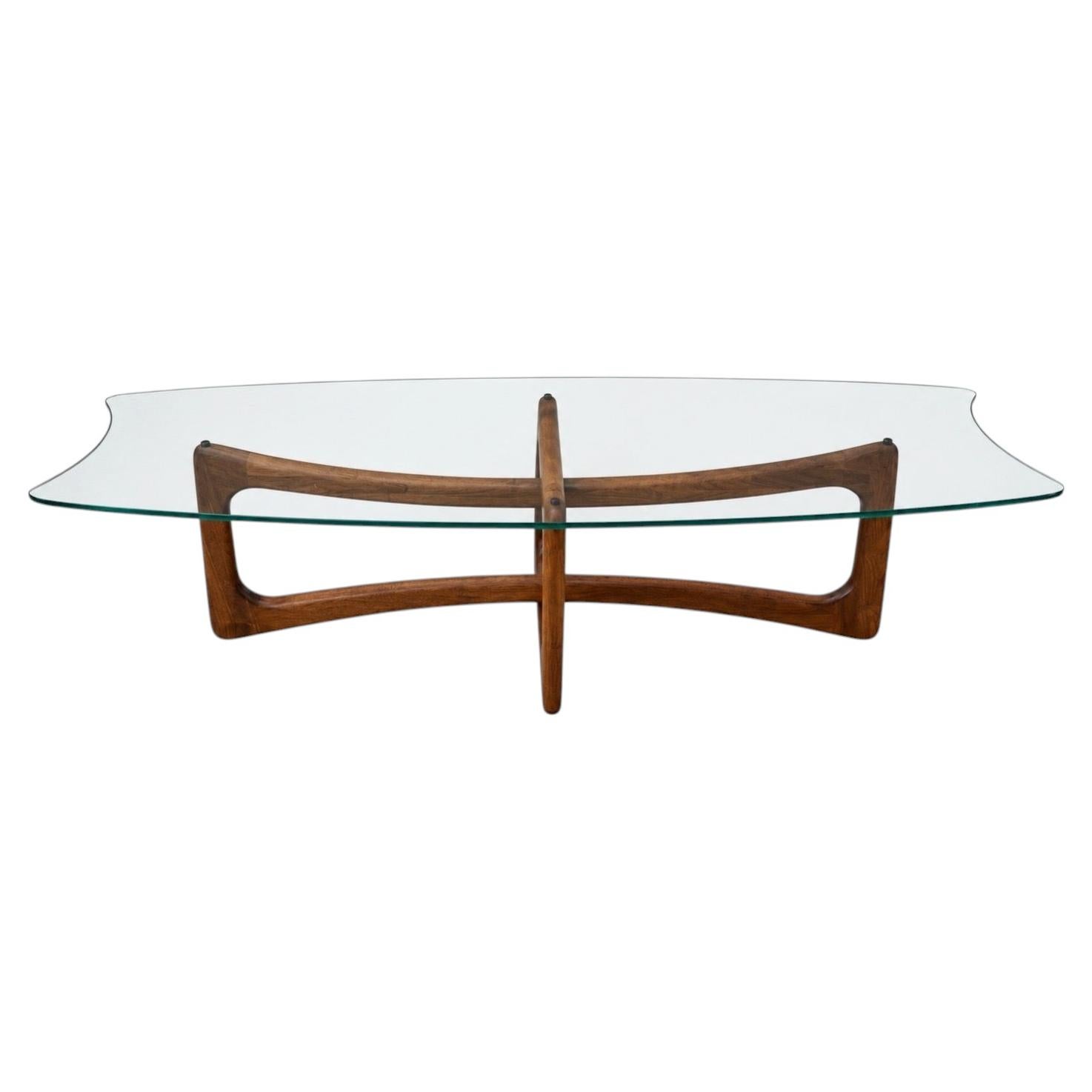 Mid-Century Modern Adrian Pearsall Sculpted Walnut Coffee Table w/Glass Top