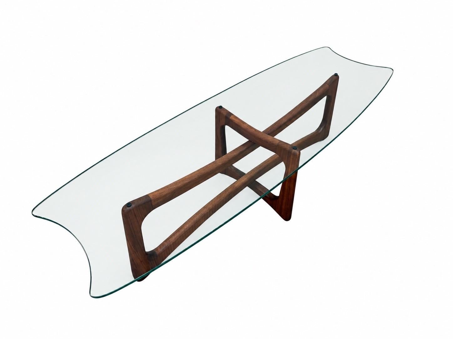Mid-Century Modern Adrian Pearsall Sculpted Walnut Coffee Table w/Glass Top - Image 2