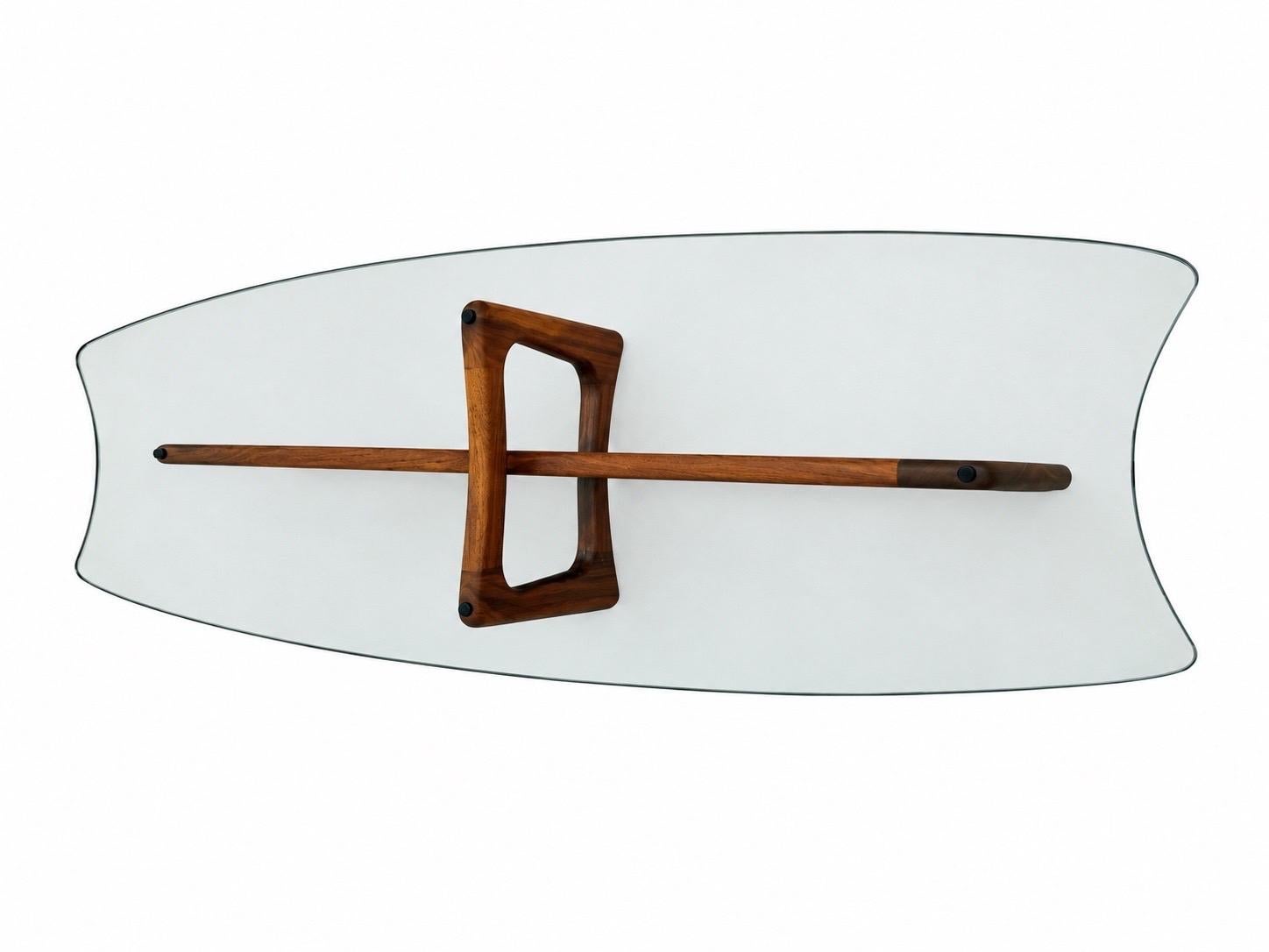 Mid-Century Modern Adrian Pearsall Sculpted Walnut Coffee Table w/Glass Top - Image 3