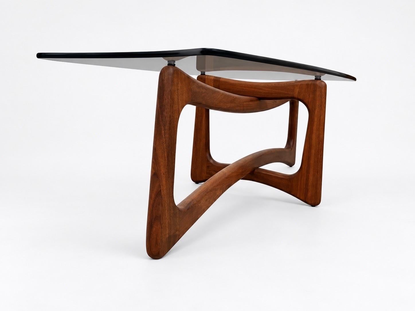Mid-Century Modern Adrian Pearsall Sculpted Walnut Coffee Table w/Glass Top - Image 4
