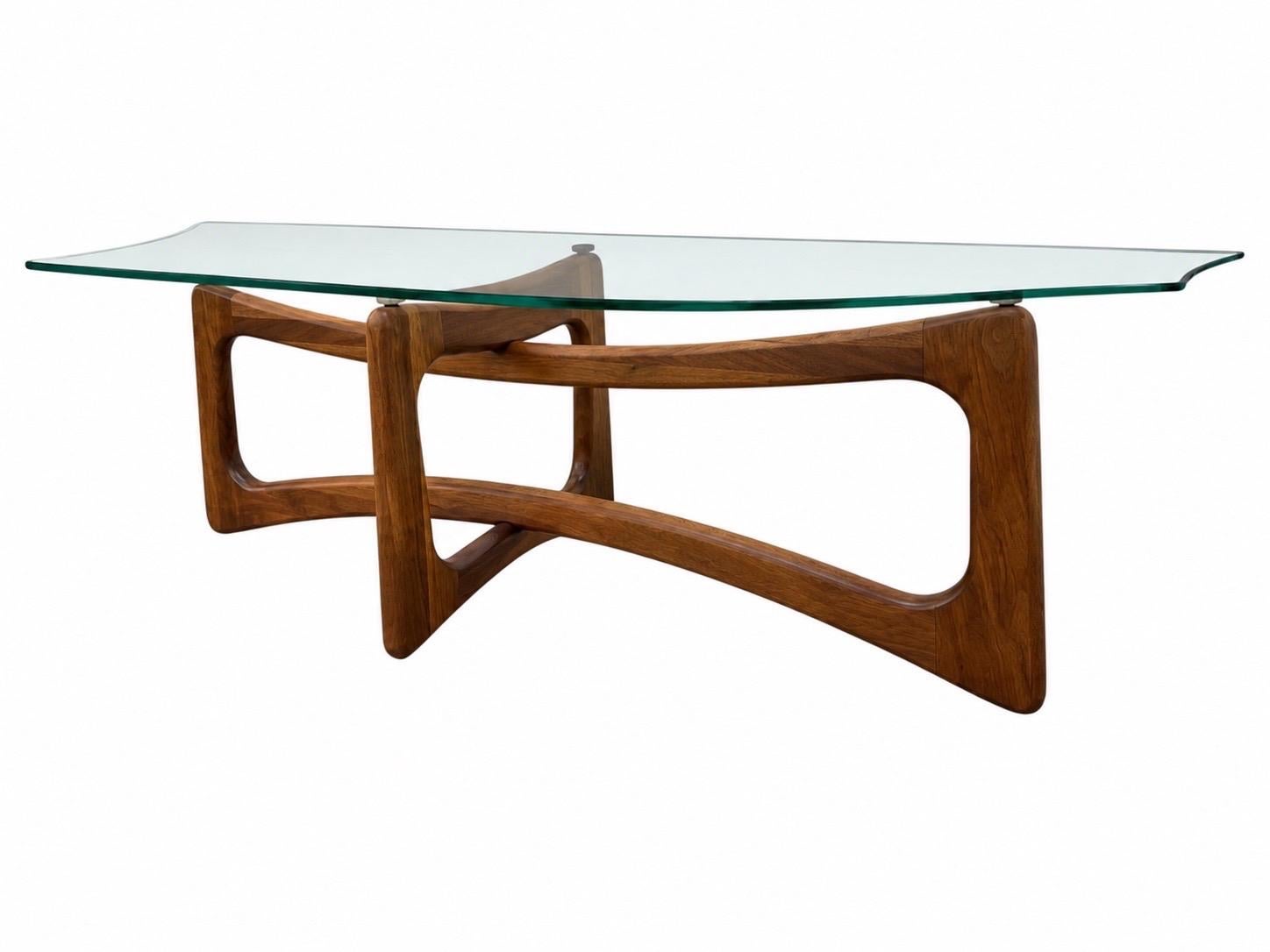 Mid-Century Modern Adrian Pearsall Sculpted Walnut Coffee Table w/Glass Top - Image 6